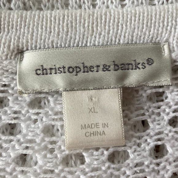 Christopher & Banks White Open Knit Cardigan Sweater. X Large - Picture 6 of 6